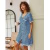 Ekouaer Nightgowns for Women Button Down Pajamas Tops Short Sleeve Sleepwear V-Neck Sleepwear S-3XL(Ethnic Print)