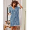Ekouaer Nightgowns for Women Button Down Pajamas Tops Short Sleeve Sleepwear V-Neck Sleepwear S-3XL(Ethnic Print)