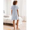 Ekouaer Nightgowns for Women Button Down Pajamas Tops Short Sleeve Sleepwear V-Neck Sleepwear S-3XL(Flower)