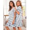 Ekouaer Nightgowns for Women Button Down Pajamas Tops Short Sleeve Sleepwear V-Neck Sleepwear S-3XL(Flower)