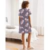 Ekouaer Nightgowns for Women Button Down Pajamas Tops Short Sleeve Sleepwear V-Neck Sleepwear S-3XL(Grey Flower)