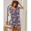 Ekouaer Nightgowns for Women Button Down Pajamas Tops Short Sleeve Sleepwear V-Neck Sleepwear S-3XL(Grey Flower)