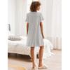Ekouaer Nightgowns for Women Button Down Pajamas Tops Short Sleeve Sleepwear V-Neck Sleepwear S-3XL(Light Grey)