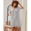 Ekouaer Nightgowns for Women Button Down Pajamas Tops Short Sleeve Sleepwear V-Neck Sleepwear S-3XL(Light Grey)