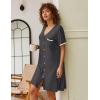 Ekouaer Nightgowns for Women Button Down Pajamas Tops Short Sleeve Sleepwear V-Neck Sleepwear S-3XL(Misty Grey)