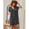 Ekouaer Nightgowns for Women Button Down Pajamas Tops Short Sleeve Sleepwear V-Neck Sleepwear S-3XL(Misty Grey)