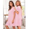 Ekouaer Nightgowns for Women Button Down Pajamas Tops Short Sleeve Sleepwear V-Neck Sleepwear S-3XL(Misty Rose)