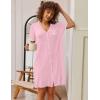 Ekouaer Nightgowns for Women Button Down Pajamas Tops Short Sleeve Sleepwear V-Neck Sleepwear S-3XL(Misty Rose)