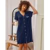 Ekouaer Nightgowns for Women Button Down Pajamas Tops Short Sleeve Sleepwear V-Neck Sleepwear S-3XL(Navy Blue)