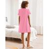 Ekouaer Nightgowns for Women Button Down Pajamas Tops Short Sleeve Sleepwear V-Neck Sleepwear S-3XL(Pink)