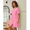 Ekouaer Nightgowns for Women Button Down Pajamas Tops Short Sleeve Sleepwear V-Neck Sleepwear S-3XL(Pink)