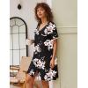 Ekouaer Nightgowns for Women Button Down Pajamas Tops Short Sleeve Sleepwear V-Neck Sleepwear S-3XL(Pink Flower)