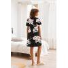 Ekouaer Nightgowns for Women Button Down Pajamas Tops Short Sleeve Sleepwear V-Neck Sleepwear S-3XL(Pink Flower)