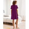 Ekouaer Nightgowns for Women Button Down Pajamas Tops Short Sleeve Sleepwear V-Neck Sleepwear S-3XL(Purple)