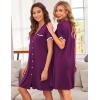Ekouaer Nightgowns for Women Button Down Pajamas Tops Short Sleeve Sleepwear V-Neck Sleepwear S-3XL(Purple)