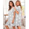Ekouaer Nightgowns for Women Button Down Pajamas Tops Short Sleeve Sleepwear V-Neck Sleepwear S-3XL(Stars)