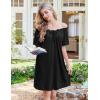 Ekouaer Nightgowns for Women Pleated Sleep Shirts Short Sleeve Night Shirts Comfy Ladies Sleepdress(Black)