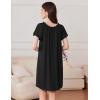 Ekouaer Nightgowns for Women Pleated Sleep Shirts Short Sleeve Night Shirts Comfy Ladies Sleepdress(Black)