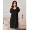 Ekouaer Nightgowns for Women Pleated Sleep Shirts Short Sleeve Night Shirts Comfy Ladies Sleepdress(Black)