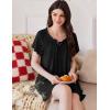 Ekouaer Nightgowns for Women Pleated Sleep Shirts Short Sleeve Night Shirts Comfy Ladies Sleepdress(Black)