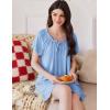 Ekouaer Nightgowns for Women Pleated Sleep Shirts Short Sleeve Night Shirts Comfy Ladies Sleepdress(Light Blue)