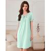 Ekouaer Nightgowns for Women Pleated Sleep Shirts Short Sleeve Night Shirts Comfy Ladies Sleepdress(Light Green)