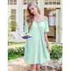 Ekouaer Nightgowns for Women Pleated Sleep Shirts Short Sleeve Night Shirts Comfy Ladies Sleepdress(Light Green)