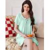 Ekouaer Nightgowns for Women Pleated Sleep Shirts Short Sleeve Night Shirts Comfy Ladies Sleepdress(Light Green)