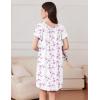 Ekouaer Nightgowns for Women Pleated Sleep Shirts Short Sleeve Night Shirts Comfy Ladies Sleepdress(Purple White Floral)