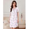 Ekouaer Nightgowns for Women Pleated Sleep Shirts Short Sleeve Night Shirts Comfy Ladies Sleepdress(Purple White Floral)