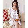 Ekouaer Nightgowns for Women Pleated Sleep Shirts Short Sleeve Night Shirts Comfy Ladies Sleepdress(Purple White Floral)