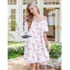 Ekouaer Nightgowns for Women Pleated Sleep Shirts Short Sleeve Night Shirts Comfy Ladies Sleepdress(Purple White Floral)
