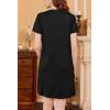 Ekouaer Nightgowns for Women Short Sleeve House Dress Pleated Moo Moos V Neck Lounge Dress with Pockets(Black)