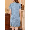 Ekouaer Nightgowns for Women Short Sleeve House Dress Pleated Moo Moos V Neck Lounge Dress with Pockets(Blue Floral)