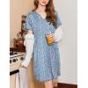 Ekouaer Nightgowns for Women Short Sleeve House Dress Pleated Moo Moos V Neck Lounge Dress with Pockets(Blue Floral)