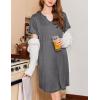 Ekouaer Nightgowns for Women Short Sleeve House Dress Pleated Moo Moos V Neck Lounge Dress with Pockets(Dark Grey)