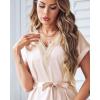 Ekouaer Satin Nightgowns for Women Short Sleeve Nightshirt Silk Sleepwear Lace V Neck Pajama Dress S-XXL(Champagne)