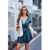 Ekouaer Satin Nightgowns for Women Short Sleeve Nightshirt Silk Sleepwear Lace V Neck Pajama Dress S-XXL(Deep Blue)