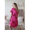 Ekouaer Satin Nightgowns for Women Short Sleeve Nightshirt Silk Sleepwear Lace V Neck Pajama Dress S-XXL(Rose Red)