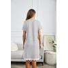 Ekouaer Women Striped Nightgowns Button Down Sleepshirts Short Sleeves Nightshirts(01 Aa-grey Striped)