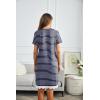 Ekouaer Women Striped Nightgowns Button Down Sleepshirts Short Sleeves Nightshirts(01 Ac-navy Blue Striped)