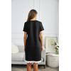 Ekouaer Women Striped Nightgowns Button Down Sleepshirts Short Sleeves Nightshirts(01 Black)