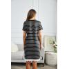 Ekouaer Women Striped Nightgowns Button Down Sleepshirts Short Sleeves Nightshirts(Ab-black Striped)