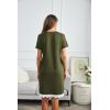 Ekouaer Women Striped Nightgowns Button Down Sleepshirts Short Sleeves Nightshirts(Army Green)