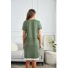 Ekouaer Women Striped Nightgowns Button Down Sleepshirts Short Sleeves Nightshirts(Army Green Stripes)