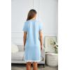 Ekouaer Women Striped Nightgowns Button Down Sleepshirts Short Sleeves Nightshirts(Blue Horizontal Stripes)