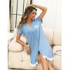 Ekouaer Women Striped Nightgowns Button Down Sleepshirts Short Sleeves Nightshirts(Blue Vertical Stripes)
