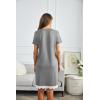 Ekouaer Women Striped Nightgowns Button Down Sleepshirts Short Sleeves Nightshirts(Grey)