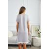 Ekouaer Women Striped Nightgowns Button Down Sleepshirts Short Sleeves Nightshirts(Light Grey)