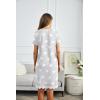 Ekouaer Women Striped Nightgowns Button Down Sleepshirts Short Sleeves Nightshirts(Pat21 Star)